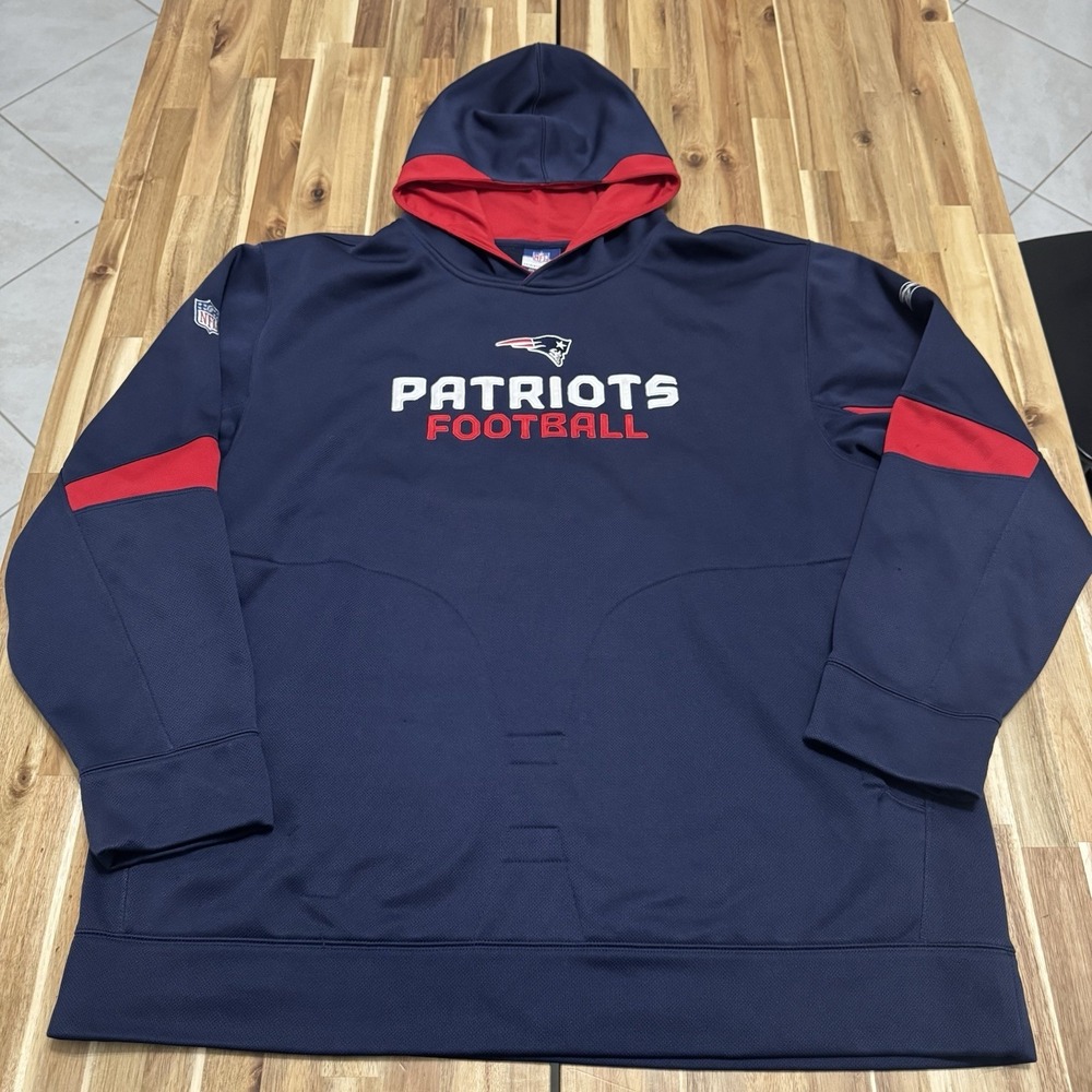 Vintage New England Patriots Hoodie Mens 3XL Reebok Blue Red NFL Football Y2K